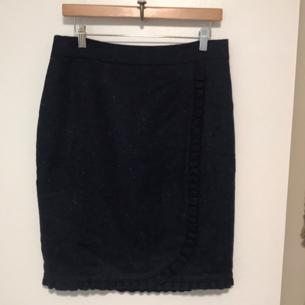 NEW Talbots Navy Wool‎ Faux Wrap Skirt. 8